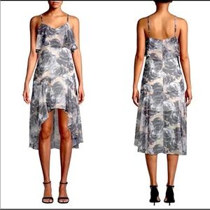 NWT Ali & Jay Flounced Floral Gown SIZE S gray and pink